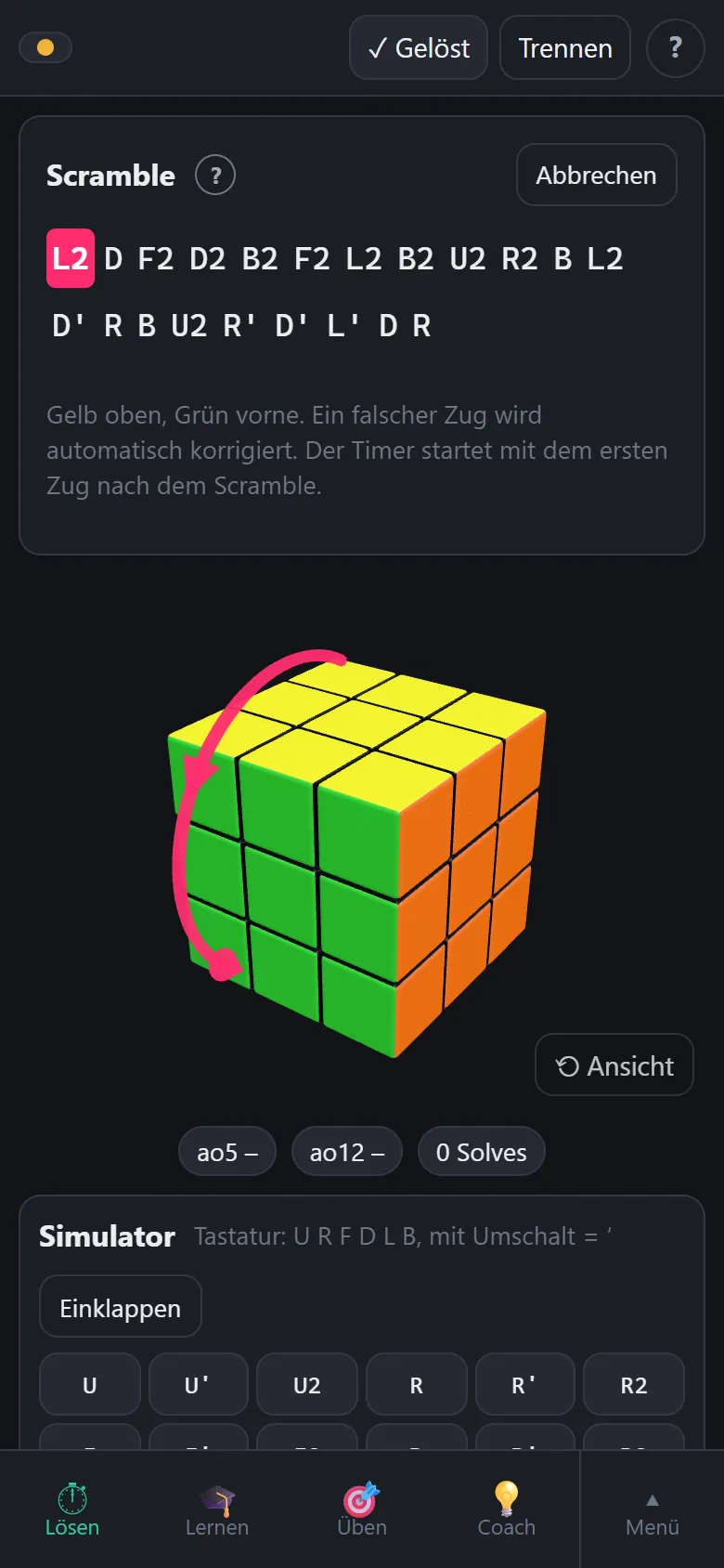 Scramble with the next move highlighted