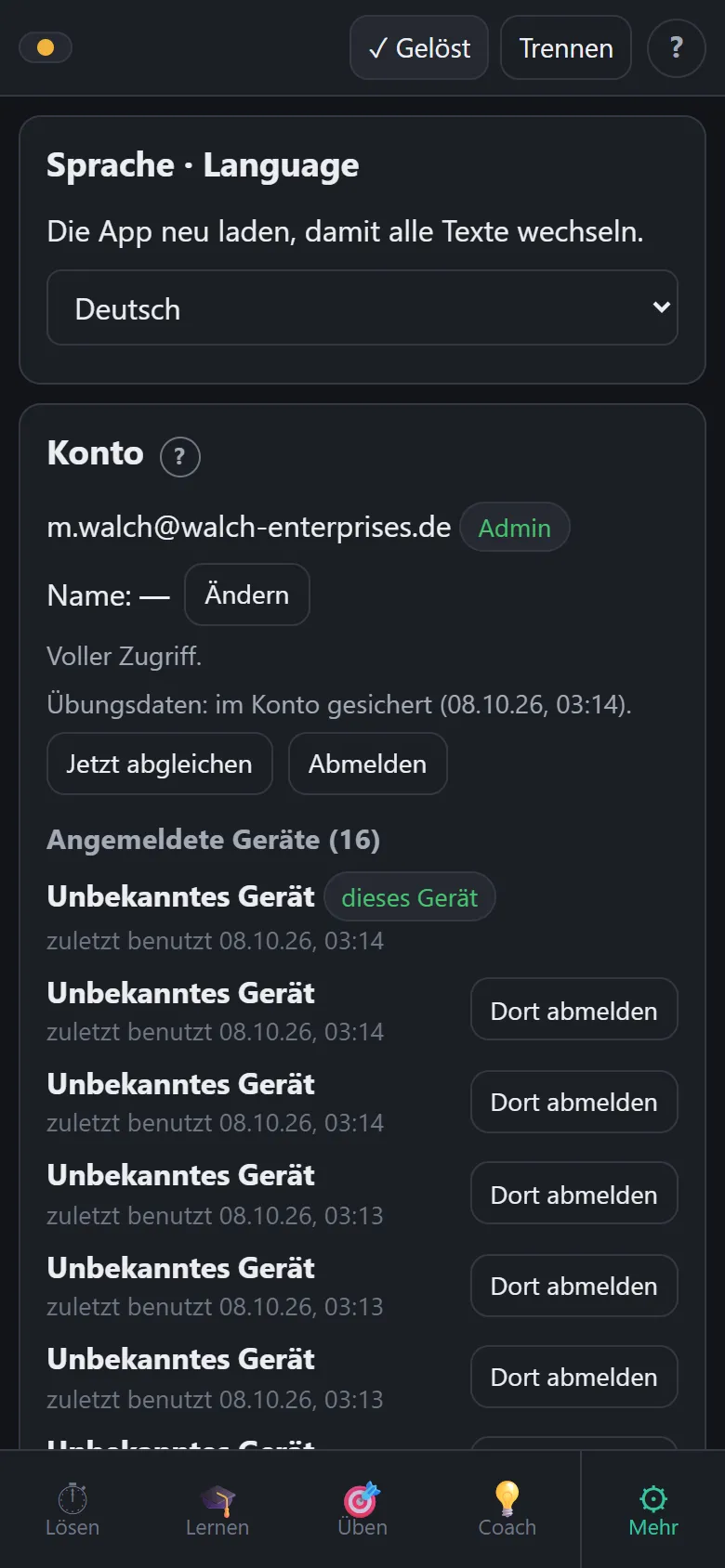 Account with sync state and holding